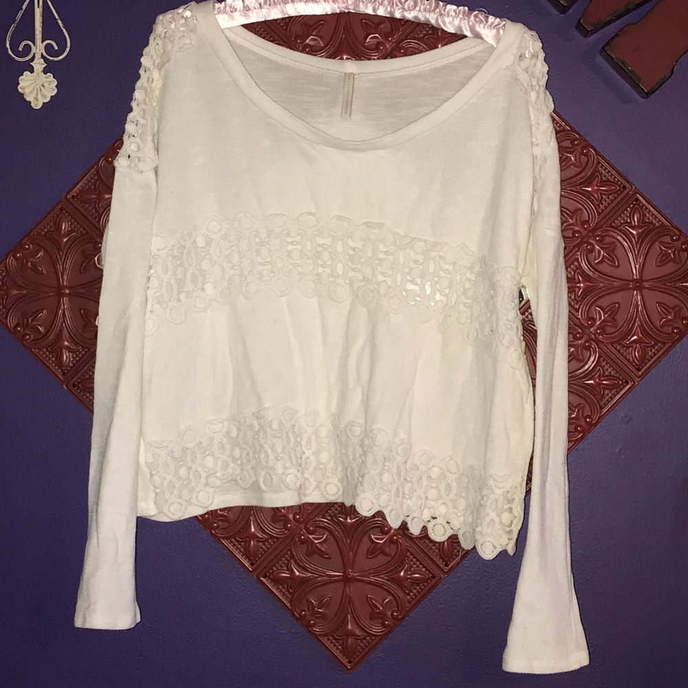 You are Not Alone Long Sleeve Cream & Lace Shirt